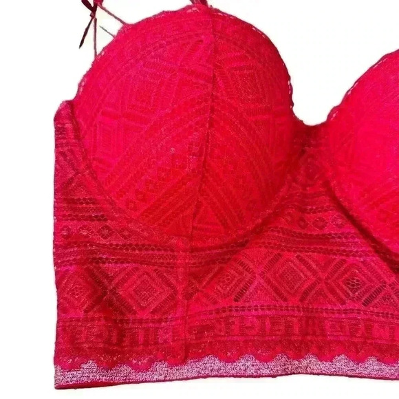 Tommy Hilfiger Longline Bra Red Silver Glitter R77T011 Size 34C - Picture 4 of 9
